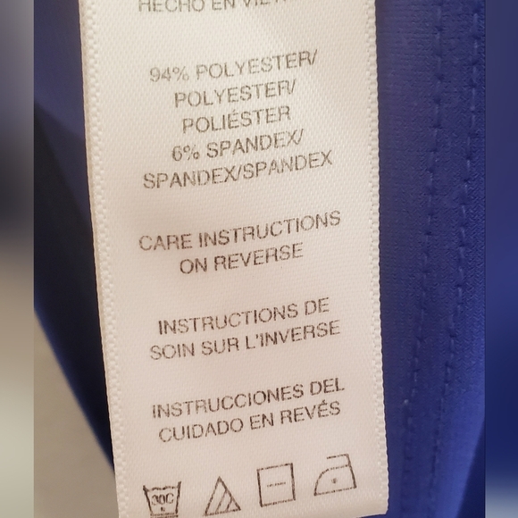 💚5/$25 Michael Kors Blue Draped Neck Sleeveless Blouse Top Stretchy Size Medium - Picture 4 of 5